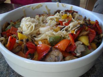 Fettuccine with Shrimp and Barbecued Vegetables